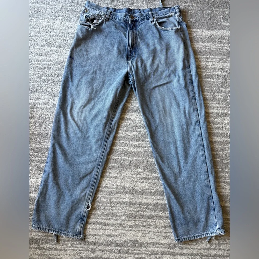 Carhartt Light Blue Distressed Relaxed Men's Jeans 40 x 32